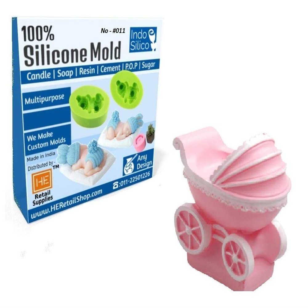 AQD IndoSilico Baby cart Mold, Silicone DIY Art Mould Multipurpose Wax, Clay, Resin, Sugar, Cement Craft Project