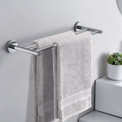 Plantex Stainless Steel Heavy and Sturdy Dual Towel Rod for Bathroom/Towel Hanger/Towel Holder/Bathroom Accessories (24-inch) Chrome Finish