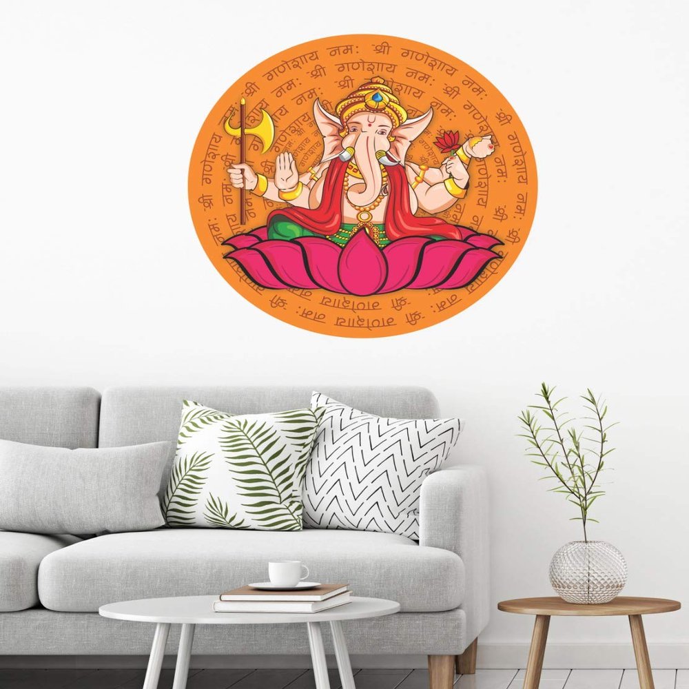 Paper Plane Design Lord Ganesha Ganpati ji 50 cm x 50 cm Wall Sticker Colourful for Diwali