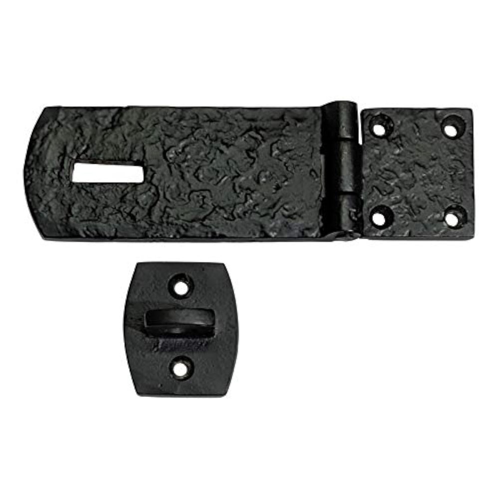 Adonai Hardware Ahian Black Antique Iron Hasp & Staple - Black Powder Coated