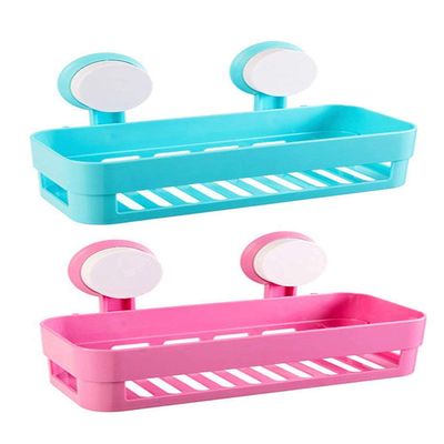 You God Sno-154 Plastic Inter Design Bathroom Kitchen Shelf Rack Shower Corner Caddy Basket with Wall Mounted Suction Cup (26 x 12 x 7 cm , Multicolour) - Set of 2