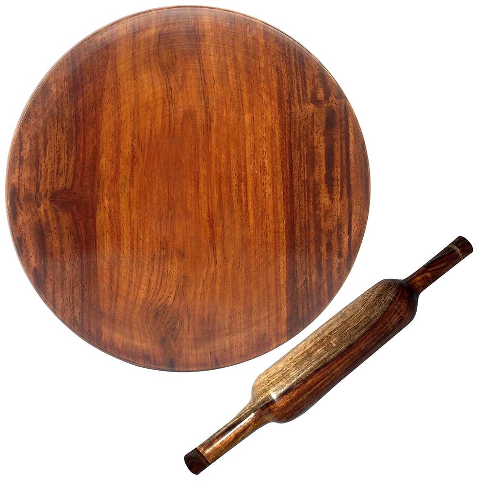Sri Balajee Bangles Chakla Belan Wooden Handmade Kitchen Item, 13 Inches,Brown (Chapathi Maker 10 inch, 13 in)