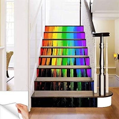 Gadgets Wrap Printed Color Multi Splash Steps Sticker Removable Stair Sticker Floor Wall Decor Decals Sticker