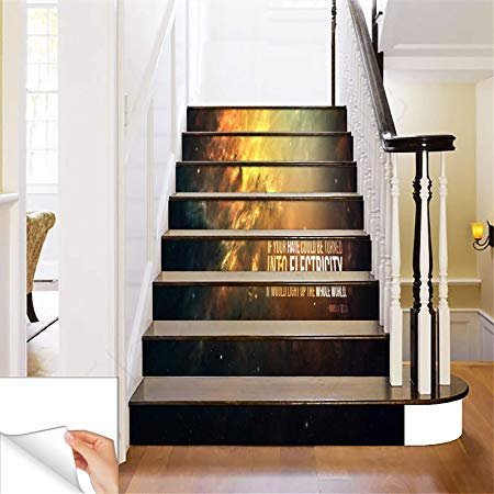Gadgets wrap Printed Light The World Steps Sticker Removable Stair Sticker Floor Wall Decor Decals Sticker