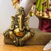 INSTOOK Decorative Lord Ganesha Brass Statue, Antique Gold Finish, Traditional Hindu Temple Design (5) view 3