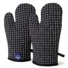 Encasa XO Oven Gloves for Microwave (2 pc Set) - Heat Proof, Thick & Safe | Longer 18x30 cm Mittens for Protection in Kitchen Cooking & Baking - Butcher Checks Black view 1