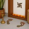 Aabhaas Design Swastik Rangoli for Diwali Floor, Wall, Table-Lakshmi Feet Rangoli-Acrylic Handcrafted Decorative Kundan Swastik Rangoli Set, Swastik Size:4x4cm Feet Size: 12X6cm (Set of 3 Pieces) view 1