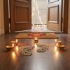 Aabhaas Design Swastik Rangoli for Diwali Floor, Wall, Table-Lakshmi Feet Rangoli-Acrylic Handcrafted Decorative Kundan Swastik Rangoli Set, Swastik Size:4x4cm Feet Size: 12X6cm (Set of 3 Pieces) view 2