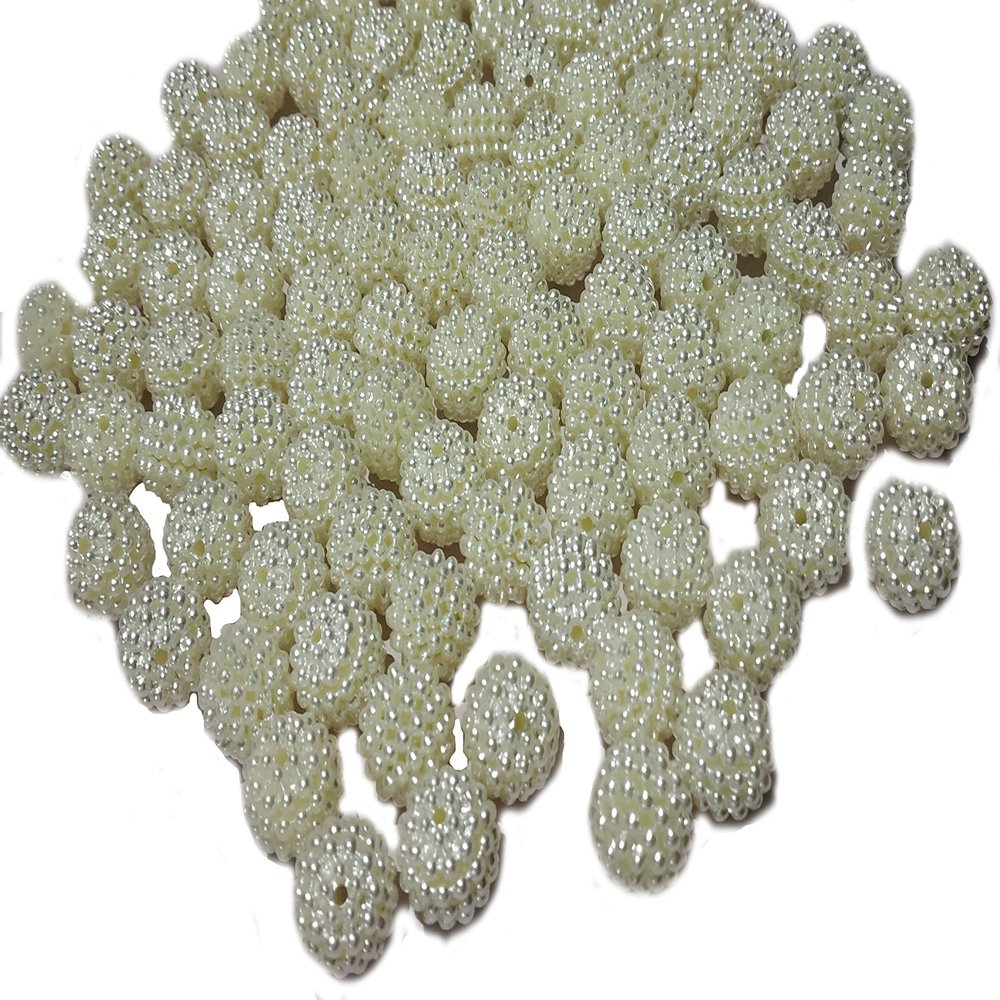 Utkarsh 12Mm Embroidery Material Artificial Design White Moti Balls Pearls Beads Approx 100pcs (100 Gram Pack) For Jewellery Making/Beading,Decorations,Arts And Craftworks