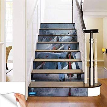 Gadgets Wrap Printed World Of Warplanes Steps Sticker Removable Stair Sticker Floor Wall Decor Decals Sticker