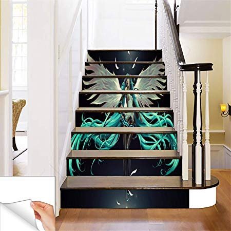 Gadgets wrap Printed Hatsune Miku Anime Wings Steps Sticker Removable Stair Sticker Floor Wall Decor Decals Sticker