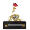 INTERNATIONAL GIFT Foil Rose Flower Present with Heart Photo Frame Love Shape Stand and Luxury Black Gift Box (Gold) view 1
