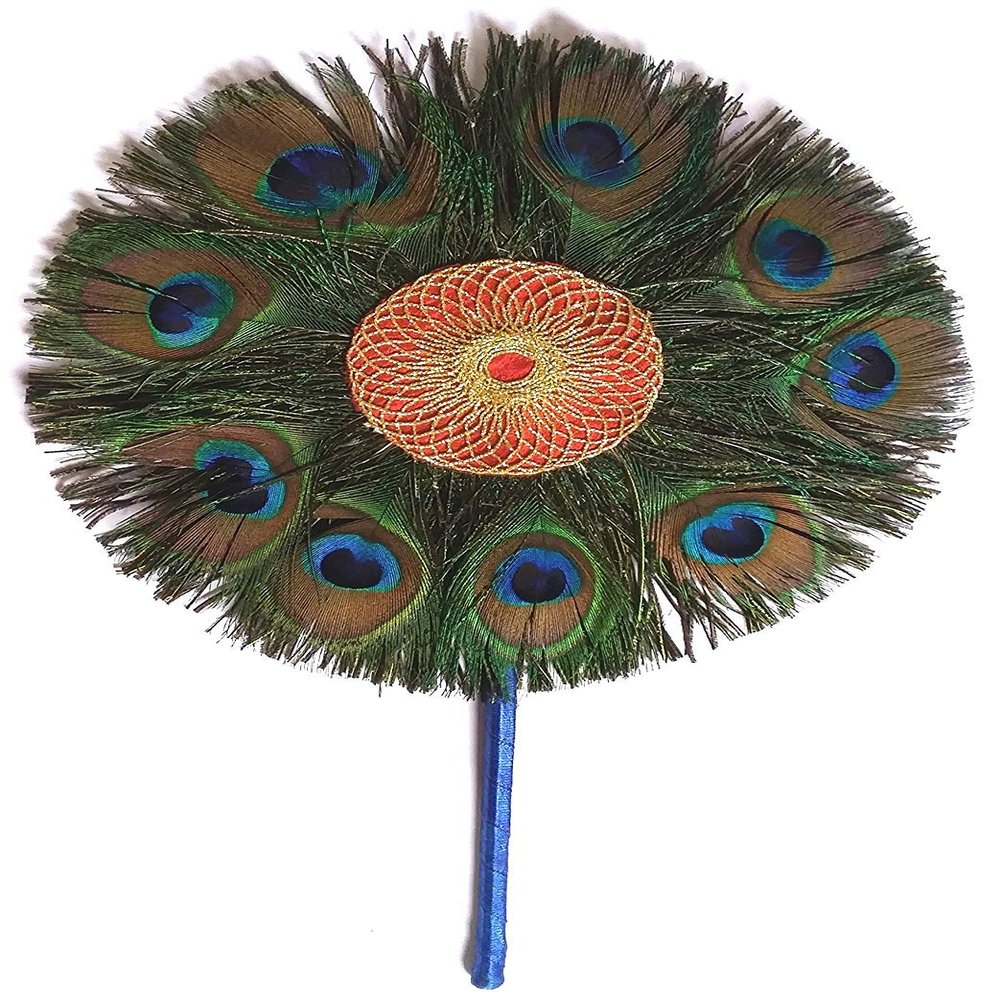 Rollyware Natural Peacock Feather More Pankh Fan Tails Original Full Length Laddu Gopal Handmade Morpankh Peacock Feather Dress, Pack of 2
