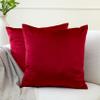 Encasa XO Velvet Throw Pillow Covers 16x16 in (40x40 cm) - Red - No Inserts, Pack of 2 Cases | Solid Plain Dyed Soft & Smooth, Square Decorative Cushion Covers for Living & Bedroom view 1