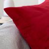Encasa XO Velvet Throw Pillow Covers 16x16 in (40x40 cm) - Red - No Inserts, Pack of 2 Cases | Solid Plain Dyed Soft & Smooth, Square Decorative Cushion Covers for Living & Bedroom view 3
