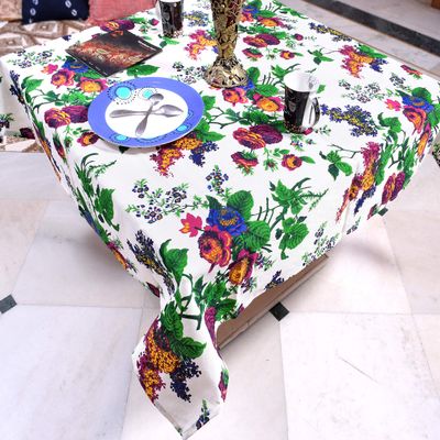 Miyanbazaz Textiles Cotton Square Floral Dining/Tea/Coffee Table Cover for Home (Multicolor, 60X60 Inch)