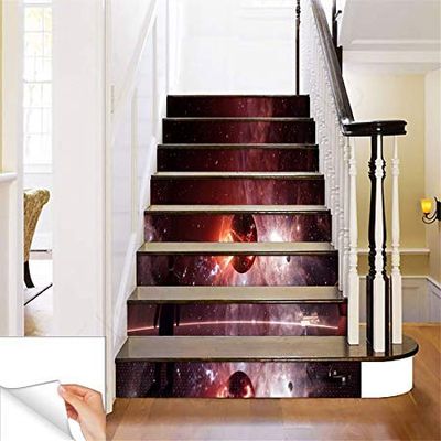 Gadgets Wrap Printed Watching Galaxy In Office Steps Sticker Removable Stair Sticker Floor Wall Decor Decals Sticker