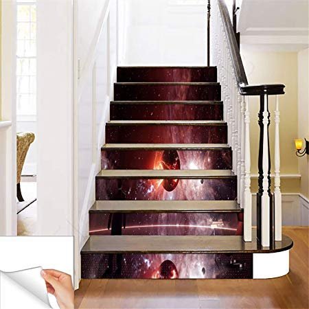 Gadgets Wrap Printed Watching Galaxy In Office Steps Sticker Removable Stair Sticker Floor Wall Decor Decals Sticker