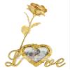 INTERNATIONAL GIFT Golden Rose Flower with Golden Leaf with Heart Photo Frame Love Shape Stand and Luxury Black Gift Box view 3