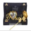 INTERNATIONAL GIFT Golden Rose Flower with Golden Leaf with Heart Photo Frame Love Shape Stand and Luxury Black Gift Box view 4