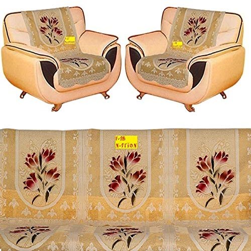 Fab Nation Premium 1+1 Seater Net Polyster Fabric in Excluive Multicolour Floral Design Sofa Cover(Yellow)
