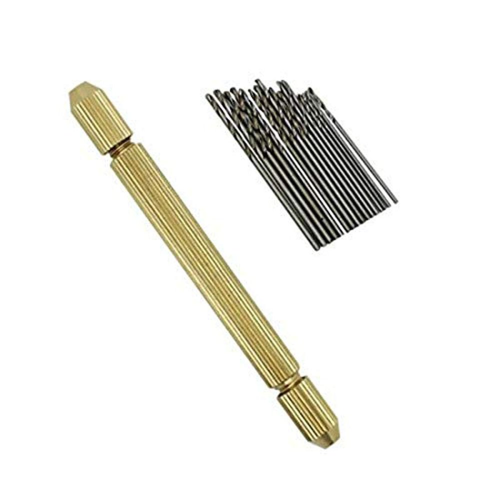 DIY Crafts Brass Pin Vise Hand Drill Jewelry Drilling Chuck+Micro Twist Drill (Design # No 2, Jewelry Drilling Chuck)