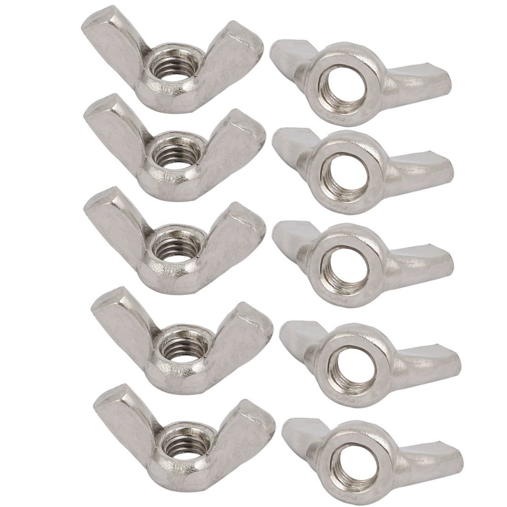Aexit M5 (Home hardware) Thread 0.8mm Pitch 201 Stainless Steel Wingnut Butterfly (67ry765qf653) Nut 10pcs