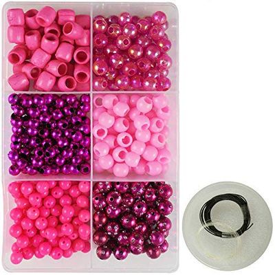 eshoppee Pink Colors Plastic Beads for Key Chain Keyring Jewellery Making kit Art and Crafts Materials for Necklace Bracelet Earring Making Materials DIY kit (ES4750)