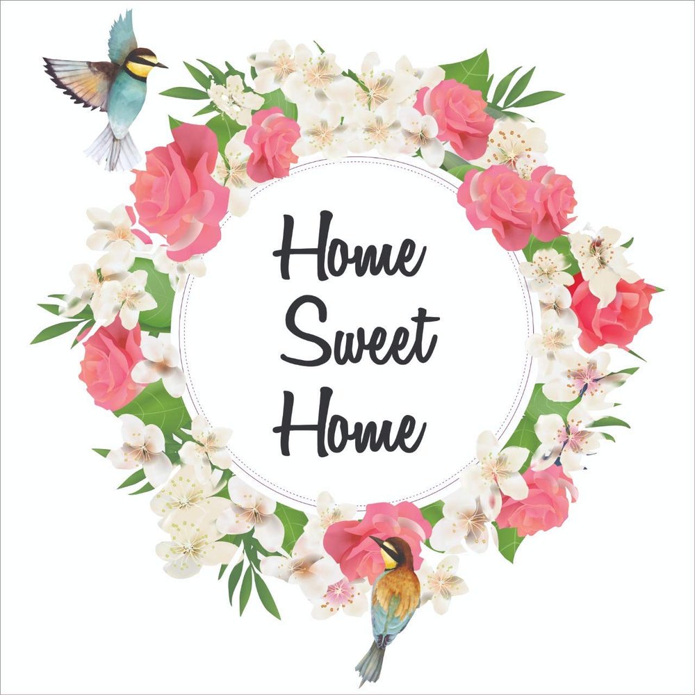 Paper Plane Design Wall Sticker for Living Room, Bedroom, Hall, Kitchen Decor | Home Sweet Home, Flowers and Birds | PVC Vinyl | Pack of 1 (60 cm x 60 cm)_des329