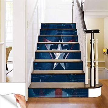 Gadgets wrap printed marvel captain shield steps sticker removable stair sticker floor wall decor decals sticker