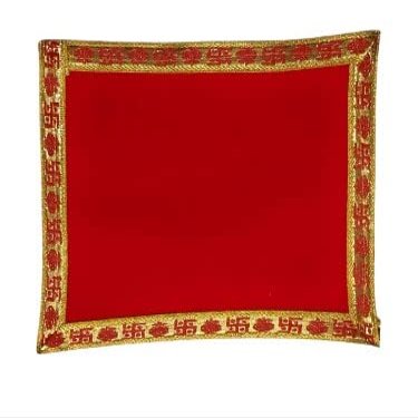 Salvus App SOLUTIONS Handcrafted Fabric Red Color Asan Cloth/God Idols Pooja Asan/Asan Kapda for Chowki (8x10 inch)