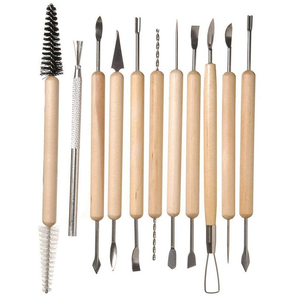 MSGH Ceramic 11 Pcs Wooden Handle Clay Pottery Sculpting Tools