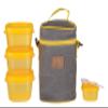 Cutting EDGE Canva Plastic Lunch Box Set, 5-Pieces (4 Box and Lunch Bag) (Yellow) view 2