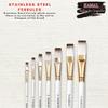 KAMAL Artist Brush Set in Flat tip with White-Brown Taklon/Synthetic bristles Set in Aluminium Ferrule, Wooden Handle Artist Painting Brush for Oil, Nail, Artist Acrylic 7 Painting Brush view 4