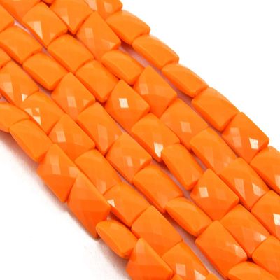 The Design Cart Orange Opaque Face Cut Rectangle Shaped (10 mm * 15 mm) (1 String) for Jewellery Making