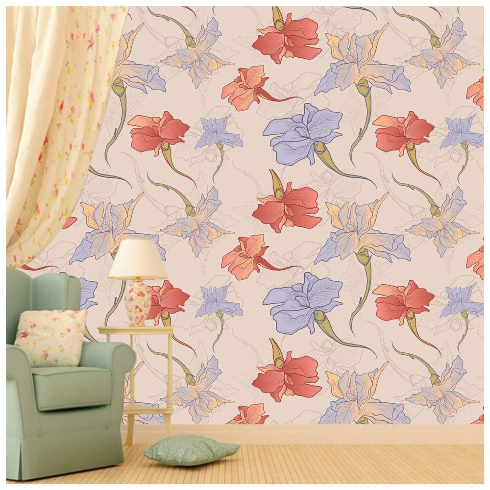 Paper Plane Design Wallpaper Self Adhesive Sticker Theme Floral Printed Multicolour- 10 Square Feet, 16 X 90 inch X 1 Roll