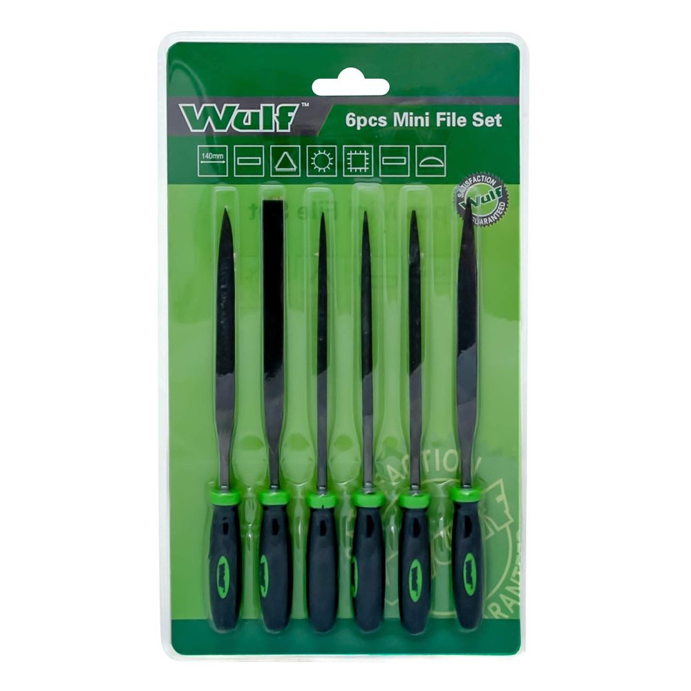 WULF 6-Piece Steel Needle File Set | Precision Hand Files for Shaping, Cutting & Smoothing Wood, Metal, Glass, Plastic & Jewelry | Durable Craft & DIY Tool Kit for Home & Professional Use