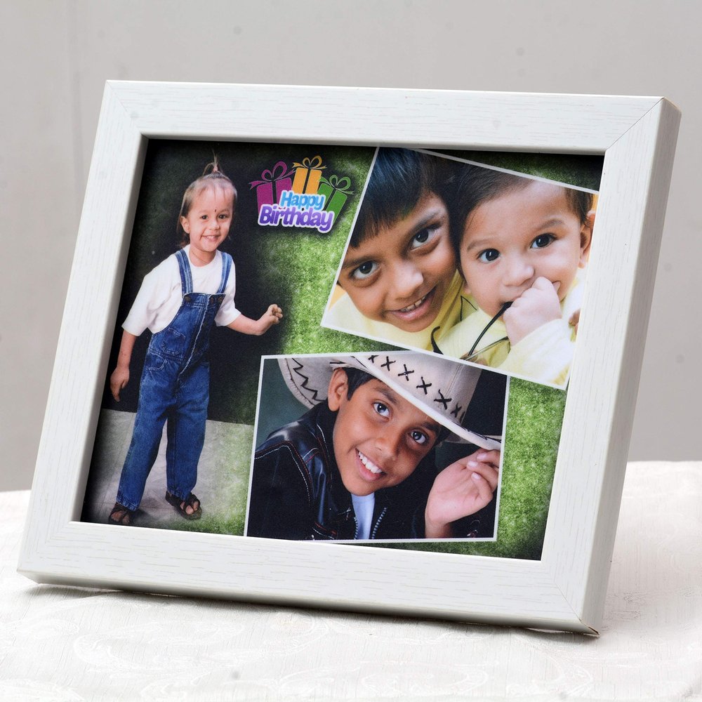 AJANTA ROYAL Personalized Synthetic Wood Wall Photo Frame (6 x 8 inch, White), Rectangular