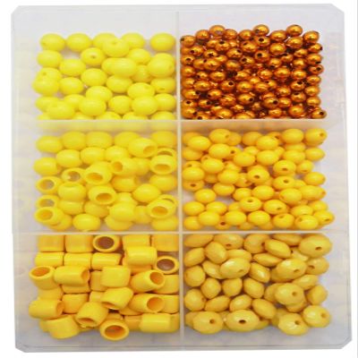 eshoppee 150 gm Yellow Color Plastic Beads for Key Chain Keyring Jewellery Making kit Art and Crafts Materials for Necklace Bracelet Earring Making Materials DIY kit