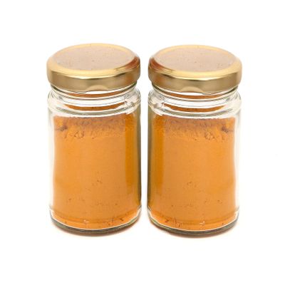 Slings Round Glass Jar Set,With Rust Proof Metal Golden Color Cap, 350 ml, Clear (2)