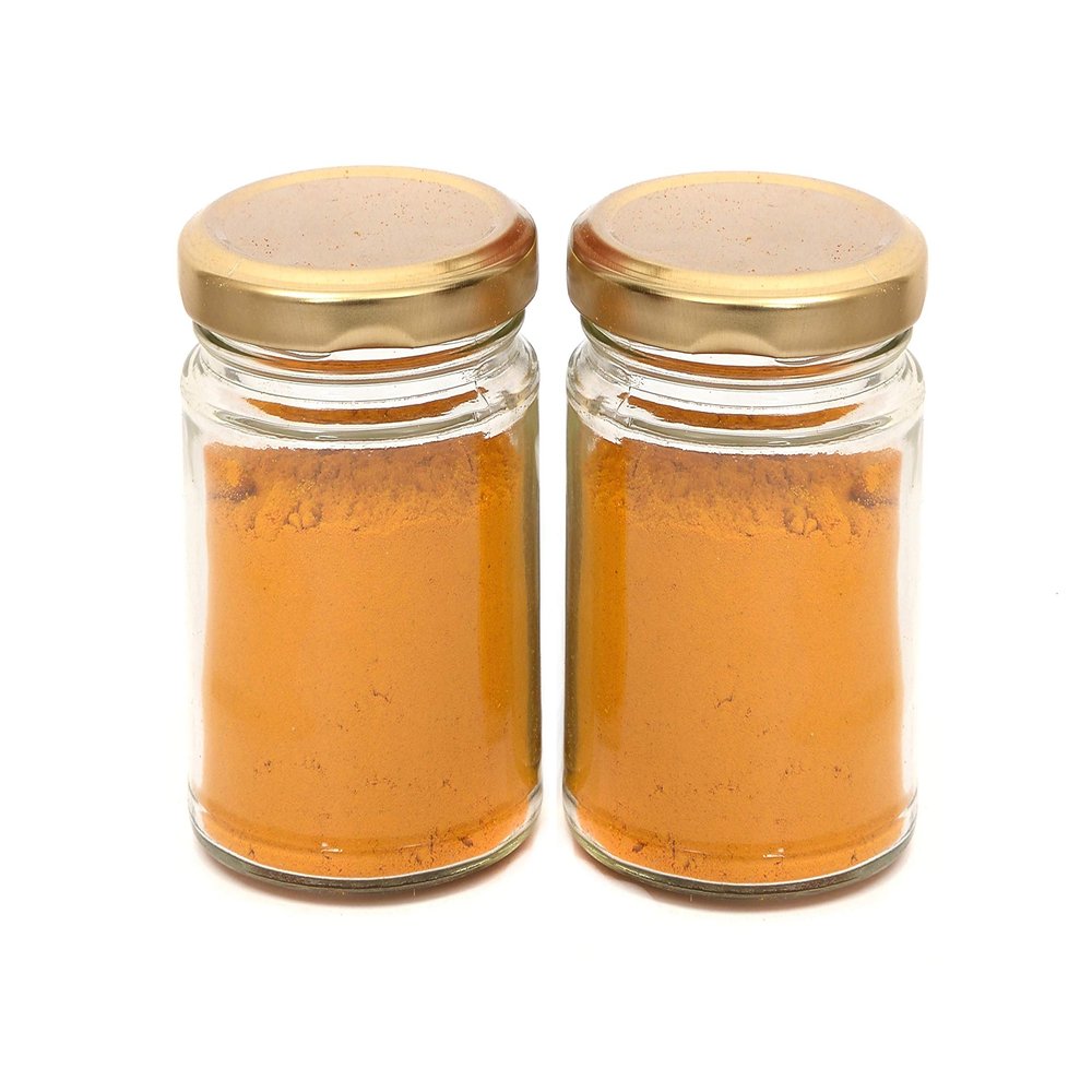 Slings Round Glass Jar Set,With Rust Proof Metal Golden Color Cap, 350 ml, Clear (2)