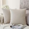 Khooti Velvet Cushion Cover, 12x12 | Cream White | Pack of 2 | Solid Plain Soft & Smooth, Decorative Cushion Covers for Living Room, Bedroom, Couches, Chairs, Sofas, Beds & Home Decor view 1