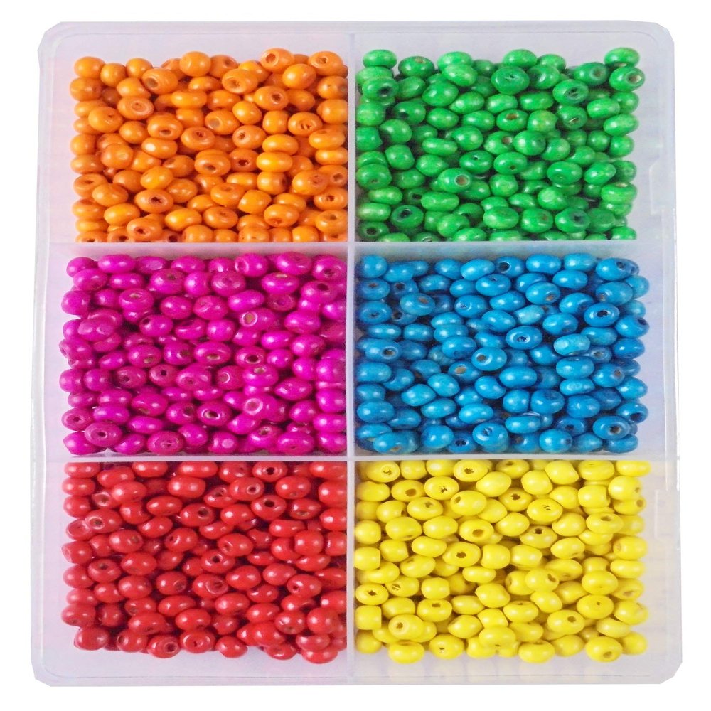 eshoppee 150 gm 7 mm Wooden Beads Multicolor for Jewellery Making Art and Craft DIY kit