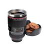 SEASPIRIT Camera Lens Plastic Coffee Mug with Lid,Cookie/Biscuit Holder 350ml, Black view 1
