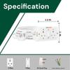 Bitcorp Extension Cord 2 Socket 1 Switch, 6A 2000W Heavy Duty Power Strip, Surge Protected 2 Meter Wire for Home, Office, Electric Vehicle Charging, TV, Fridge, Cooler, PC (White) 220V view 3