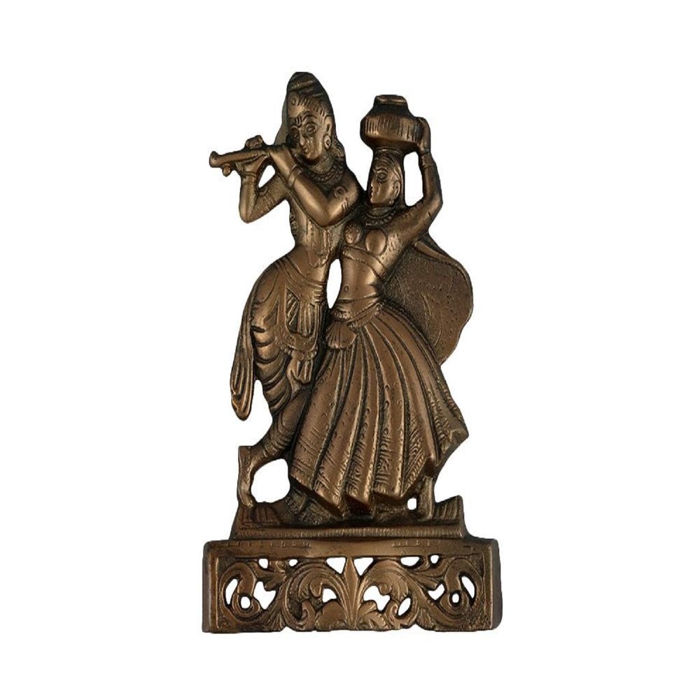numeroastro Beautifully Handcrafted Wall Hanging Shri Radha Krishna Idol in Copper (17 Cms) (1 Pc)