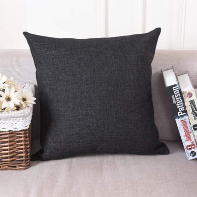 Khooti Decorative Jute Square Cushion Cover Throw Pillow Cover for Living Room Couch Diwan Single Seater Sofa, Modern Boho Large 26 x 26 Inches / 65 x 65 cm (Colour - Dark Grey)(Set of 1 Piece)-50 TC