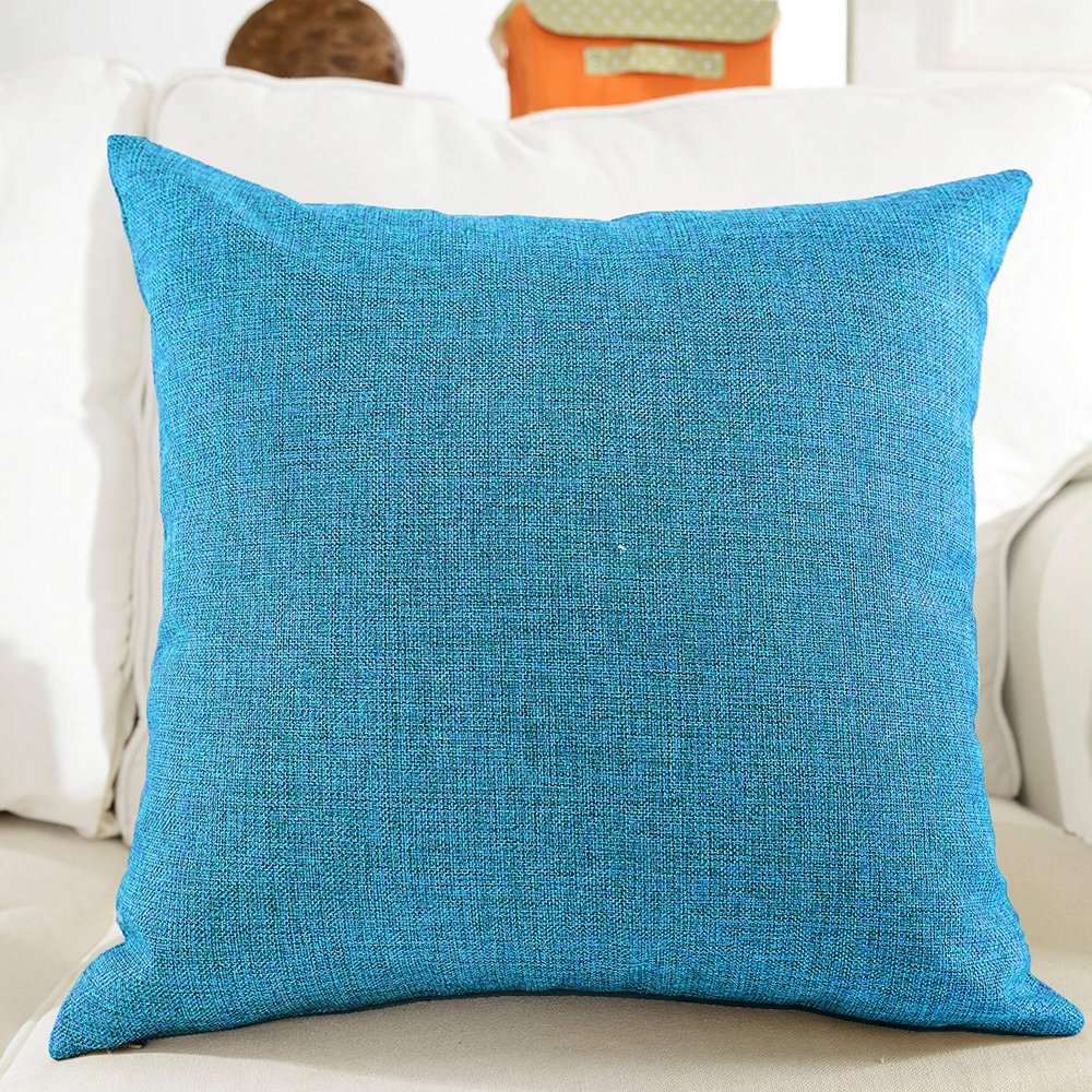 Khooti Jute Cushion Cover | 26x26 | Bondi Blue | Set of 1 | Throw Pillow Cover for Couches, Chairs, Sofas, Beds, Coffee Tables, Living Rooms, Bedrooms, Modern Boho Design