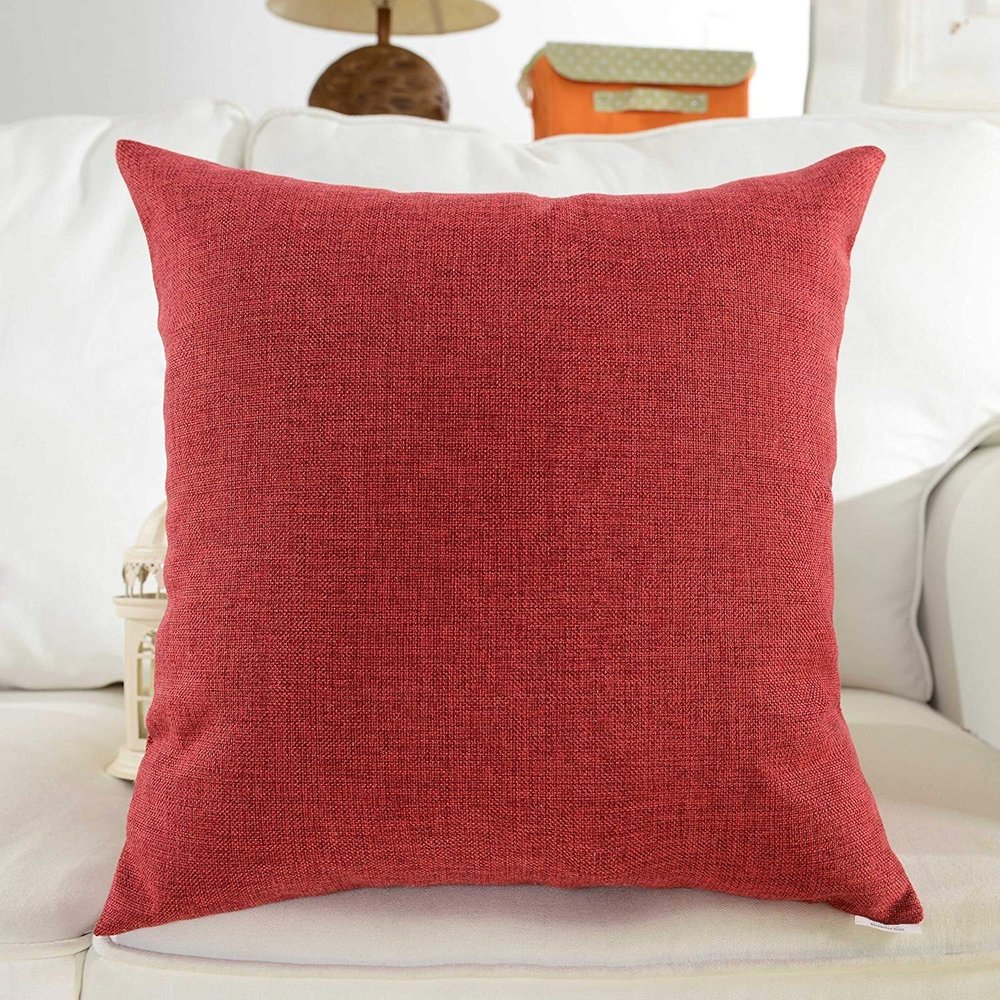 Khooti Jute Cushion Cover | 26x26 | Red | Set of 1 | Throw Pillow Cover for Couches, Chairs, Sofas, Beds, Coffee Tables, Living Rooms, Bedrooms, Modern Boho Design