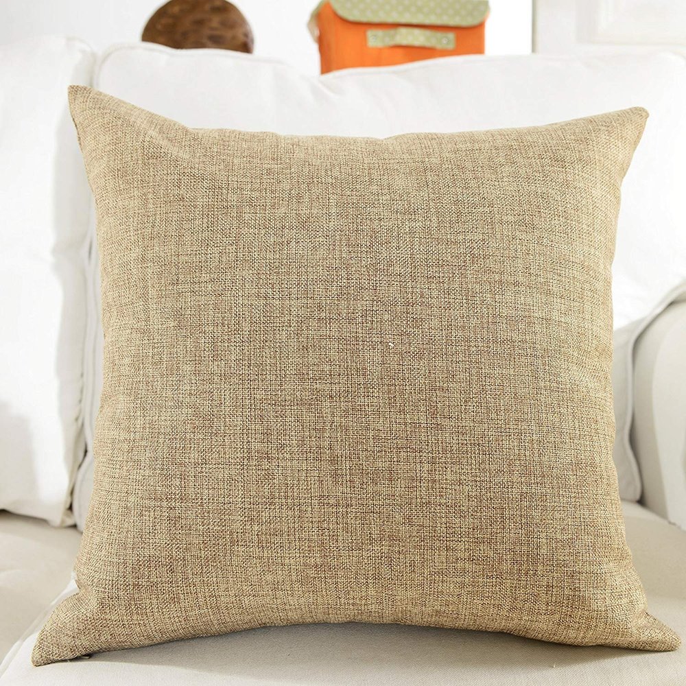 Khooti Jute Cushion Cover | 26x26 | Natural Linen | Set of 1 | Throw Pillow Cover for Couches, Chairs, Sofas, Beds, Coffee Tables, Living Rooms, Bedrooms, Modern Boho Design